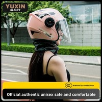 Casque de moto demi-face certifié 3C, coque ABS, double visière, pare-soleil, casque de sécurité imperméable, scooter électrique, vélo
