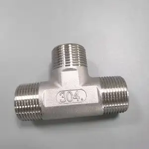 Stainless Steel Threaded Connecter Cross Side Outlet Industrial Tee Pipe Fittings Stainless Steel Cross 4 Way Casted Lateral Tee