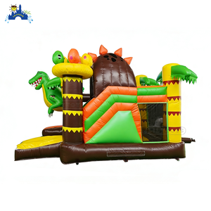 Lilytoys Toboggan gonflable et château gonflable sur le thème des dinosaures, ensemble <span class=keywords><strong>de</strong></span> jeu d'<span class=keywords><strong>aventure</strong></span> dans la <span class=keywords><strong>jungle</strong></span> en PVC pour les fêtes d'enfants et les <span class=keywords><strong>jeux</strong></span> en plein air - Product Image 1