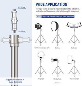 <span class=keywords><strong>NEEWER</strong></span> Trípode de Fotografía Resistente de Acero Inoxidable de 7.2 pies/2.2 m con Amortiguación de Resorte y Adaptador de Tornillo de 1/4 a 3/8 - Product Image 2