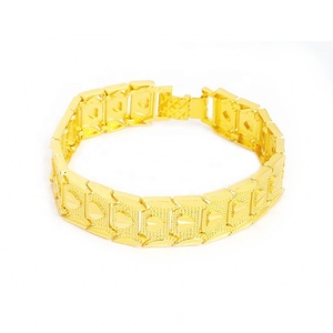 JXX Fashion Bracelet chaîne cubaine en laiton plaqué or 24 carats pour hommes et femmes, avec fermoir de montre, large, motif floral, bijoux en gros - Product Image 6
