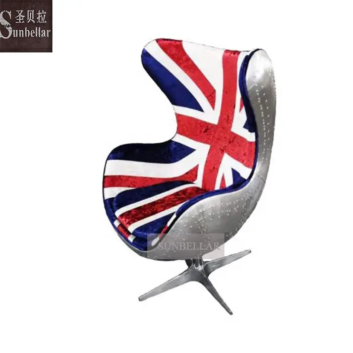 Luftfahrt möbel Arne Jacobsen Stühle antiker Velvet Aviator Chair mit Union Jack Home Office Drehstuhl UK England