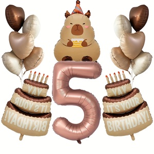 New Hydrochoerus Animal Capybara Theme Cake <strong>Chocolate</strong> Color 40 Inch Helium Number Balloon Sets for Children Birthday Party - Product Image 4
