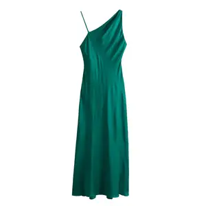 TAOP&ZA 2023 Autumn European and American style new women's style silk satin texture slim suspender midi dress 8772965