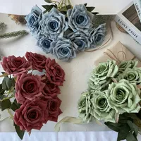 Kunstbloemen Moderne Zijden Diamanten Rozenboeket Bruidsboeket Feestdecoratie Buiten/Binnen Decoratie Simulatie Pollen