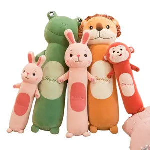 Custom Cute Cylindrical Pillow Plush Stuffed Toy Rabbit Monkey Lion Animals Bolster Soft Long Sleeping Plush Pillow