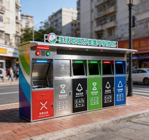 Contenedor de Reciclaje Inteligente Comercial de Metal, Orientado a la Eficiencia, con Apertura por Sensor y Puntos de Pesaje para la Gestión de Residuos Públicos - Product Image 1