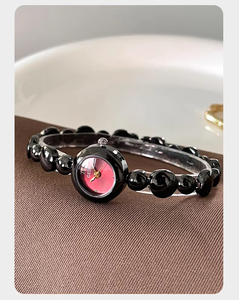 Montre à quartz <span class=keywords><strong>pour</strong></span> <span class=keywords><strong>femme</strong></span> GEDI 62055, mini cadran rond doré, bracelet à chaîne perlée, montre-bracelet élégante et décontractée - Product Image 5