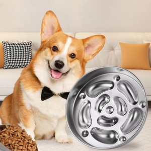 Gamelle pour animaux de compagnie grande capacité en acier inoxydable, gamelle anti-glouton pour chien avec base antidérapante en silicone pour chats et eau - Product Image 3