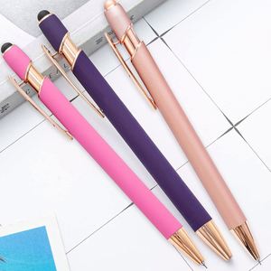 Promotional Custom 2 in 1 Capacitive Multi Function Metal Ball <b>Pen</b> Aluminum Screen Logo Engraved Stylus <b>Pen</b> Rose Gold <b>Pen</b> - Product Image 2
