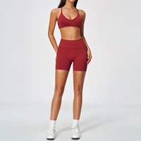 Ensemble de yoga sans couture pour femmes, soutien-gorge de sport, short, deux pièces, séchage rapide, respirant, pour la course à pied, la remise en forme, les vêtements de sport