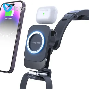 3 in 1 Patent Design S12 KC PSE Wireless Charging Mount for iPhone 14 13 12 AirPods Apple Watch Magnetic Wireless Car Charger