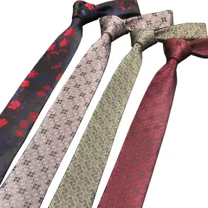 Cravatta da uomo in poliestere tinto in filo cravatta 6CM di larghezza con camicia e abito