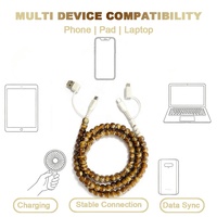 Kabel Data 4 in 1 Tiger Eye Beaded Tipe C Pengisi Daya Ponsel Pengisian Cepat