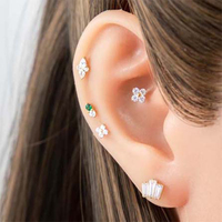 Pendientes de Titanio ASTM F136 de Grado Implante Maina G23 para Oreja y Labio, Joyería para Piercing de Cartílago, Labret, Hélice y Tragus con Zirconia y Sistema Push-Pin