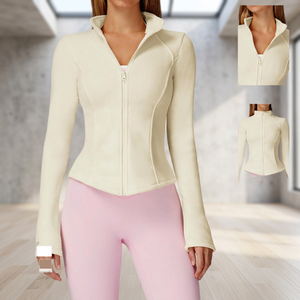 2026 High Quality Breathable <b>Yoga</b> <b>Jacket</b> Workout Tops Women's Long Sleeves Zipper Spandex/Polyester Stand Neckline Regular Fit - Product Image 3