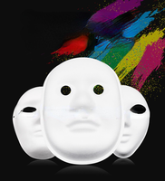 Masque en papier blanc non peint pour fête costumée, masque d'embryon demi-visage, vente en gros, pas cher, amusant, MJC160