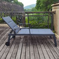 Chaise longue pliable moderne en métal imperméable en aluminium et bois pour piscine, parc, chambre, jardin, hôtels, patios