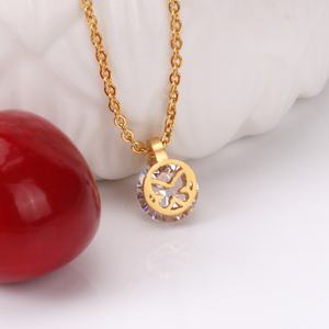 ชุดเครื่องประดับขายส่ง ต่างหูและสร้อยคอรูปผีเสื้อแบบกลวง ชุบทอง 18K ประดับเพชรซิร์คอน สวยงาม - Product Image 2