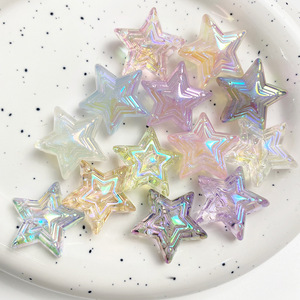 Perles étoiles irisées AB en acrylique de 24 mm, transparentes effet aurore, à grand trou, pour la fabrication de bijoux DIY (bracelets, colliers) - Vente en gros - Product Image 3