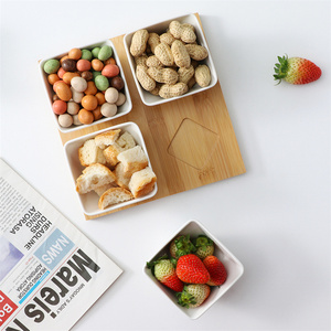 Nhật Bản Phong Cách Quảng Trường Gốm Món Ăn Trái Cây Snack Phục Vụ Bát Món Ăn Hạt Gốm Các Món Ăn Với Khay Gỗ - Product Image 6