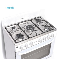 Cuisinière à gaz blanche chinoise Xunda, cinq brûleurs, four multifonctionnel, cuisinière à gaz 5 brûleurs avec four et grill pour boulangerie