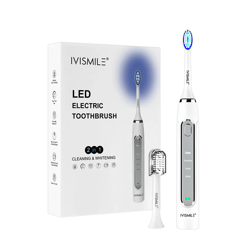 IVISMILE 2024 en iyi satıcılar özel etiket IPX7 su geçirmez diş fırçası Led diş beyazlatma Sonic elektrikli diş fırçası
