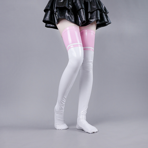 Calcetines altos de cuero sintético brillante elásticos y ajustados para cosplay de <span class=keywords><strong>anime</strong></span> para mujer, sexys, por encima de la rodilla, al por mayor - Product Image 4