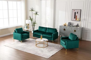 Fauteuils avec accoudoirs en <span class=keywords><strong>bois</strong></span>, design de cadre de meubles, pieds en métal décontractés, style moderne, canapés en velours français rembourrés individuels - Product Image 5