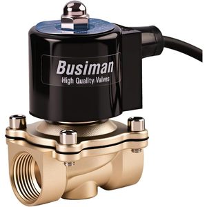 Vanne solénoïde électrique en laiton Busiman 3/4 po 12 V CC normalement fermée pour eau, air, diesel, gaz - Product Image 1