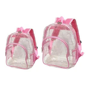 Sac à dos scolaire transparent en PVC de taille personnalisée mini sacs à dos transparents pour étudiant sac d'école avec pochette pour bouteille d'eau