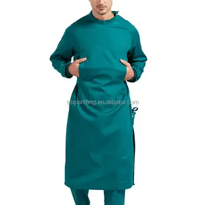 AQTQ hôpital salle d'opération résistant au chlore 100% coton infirmière médicale médecin uniformes lavable réutilisable robe chirurgicale