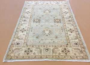 Beau tapis en laine noué à la main Oushak bleu clair Beige 9x12 Style oriental nouveau personnalisable pour le camping pique-nique coton - Product Image 5