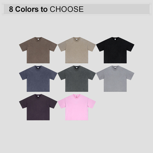 เสื้อยืดผู้ชายทรงโอเวอร์ไซส์ ผ้าคอตตอน 100% หนัก 285 กรัม ทรงบ็อกซี่ฟิต ลุคทำเก่า ยี่ห้อ Manufacturers Blank - Product Image 2