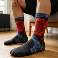 Chaussettes personnalisées imprimées numériquement à 360 degrés, chaussettes vierges en polyester avec lettres imprimées, chaussettes fantaisie à la mode par sublimation pour hommes