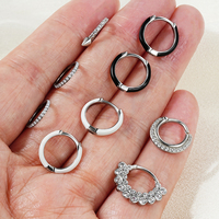 Toposh 925 argent Rock CZ Cartilage Tragus Daith anneau de nez cerceau Piercing boucle d'oreille bijoux