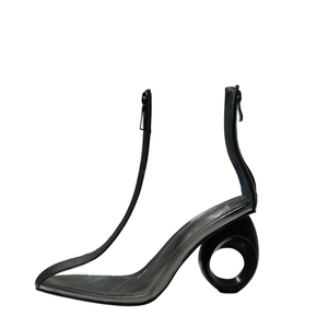 Bottes courtes à talons hauts pour femmes, fermeture à glissière, bout pointu, talon créatif, bottines courtes, grande taille, transparentes - Product Image 1