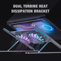 Support d'ordinateur portable avec ventilateur pour bureau Hauteur réglable Léger Portable Fordable Aluminium Ordinateur Portable Support de refroidissement