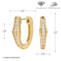 Boucles d'oreilles Huggie en argent sterling 925 vermeil avec zircon pavé, design élégant, pour femme, bijoux de mode, vente en gros