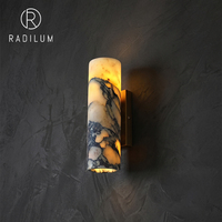 Applique Murale Cylindrique LED Moderne de Luxe en Marbre et Laiton pour Salon, Chevet, Couloir, Hôtel, Villa – Design Créatif