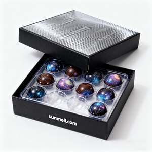 Cấp Thực Phẩm Biểu Tượng Tùy Chỉnh Truffle Sô Cô La Bao Bì Giấy Hộp Quà Tặng Với Bộ Chia Sang Trọng Màu Đen Bonbon Sô Cô La Hộp - Product Image 5