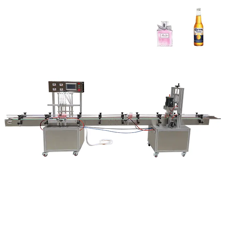 Fully automatic four nozzle liquid filling and capping production line cleaning liquid juice milk filling and sealing machine