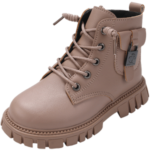 Botas de Invierno de Diseño para Niñas, Botas Formales de Tacón Alto Estilo Martin, Color Sólido, Cierre Lateral con Cremallera, Botas de Senderismo Gruesas y Modernas para Niños - Product Image 4