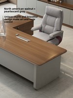 Ensemble bureau et chaise en forme de L de qualité E0 avec armoire latérale à 2 tiroirs, mobilier de bureau moderne et simple en panneau de densité