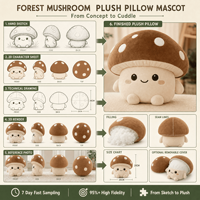 Coussin en peluche personnalisé, animal en peluche champignon de la forêt, jouet doux, mascotte, OEM ODM, décoration intérieure, cadeau, fabricant, vente en gros, usine, sur mesure