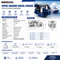 Moteur diesel marin Weichai WP6C198-23, 198 CV, 2300 tr/min, 6 cylindres, turbocompressé, refroidi par eau, pour bateau de pêche