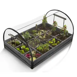 Lit de jardin surélevé en <span class=keywords><strong>bois</strong></span> facile à assembler pour l'extérieur Boîte à fleurs pour légumes Lit de fleurs avec couvercle de serre - Product Image 1