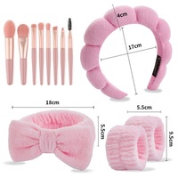 Lot de 12 pièces pour SPA à domicile : Bandeau doux en peluche, bandeaux pour cheveux et poignets, pinceaux de maquillage, kit de lavage pour soins de la peau – Vente en gros usine, personnalisable OEM