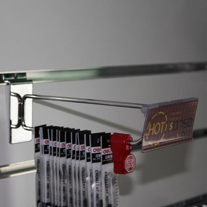 Metal <strong>chrome</strong> slatwall display <strong>hook</strong> with plastic price label holder - Product Image 4