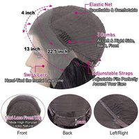 Perruque Bob Courte Pixie Droite 100% Naturelle avec Raie Latérale Transparente 13x4 en Dentelle Frontale, Cheveux Humains Brésiliens pour Femmes - Vente en Gros